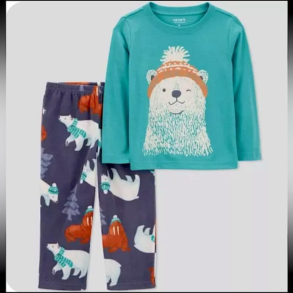 Carter's Just One You Toddler Boys' 2pc Polar Bear Fleece Long Sleeve Pajama Set